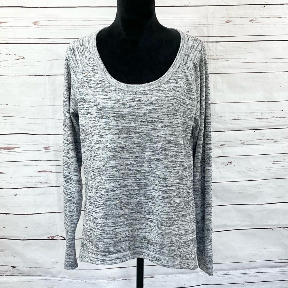 Athleta gray long sleeve knit top high low‎ Size LT